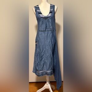 Marilu Linen Boho Hippie Beach Flare Lagenlook Dress Size Small